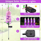 Solar Garden Lights, Solar Purple Delphinium Flowers Lights 4 Pack 80 LEDs, Waterproof Outdoor Light Two, alternate view 2