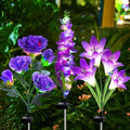 Solar Garden Lights Waterproof, 3 Pack Solar Flowers Lights Includes Lily Rose Delphinium, Gardening Gifts for