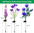 Solar Garden Lights Waterproof, 3 Pack Solar Flowers Lights Includes Lily Rose Delphinium, Gardening Gifts for, alternate