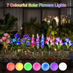 Solar Garden Lights Waterproof, 3 Pack Solar Flowers Lights Includes Lily Rose Delphinium, Gardening Gifts for, alternate