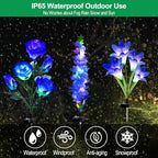 Solar Garden Lights Waterproof, 3 Pack Solar Flowers Lights Includes Lily Rose Delphinium, Gardening Gifts for, alternate