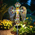 Solar Glass Cross Stake Lights with Angel Wings, alternate view 6