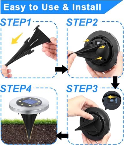 Solar Ground Lights, Waterproof Solar Garden Lights, Upgraded Outdoor Garden Waterproof Bright in-Ground Lights, alternate