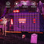 Solar Halloween Curtain Lights, 7.9ft x 6ft Orange Purple Curtain Lights, alternate view 5