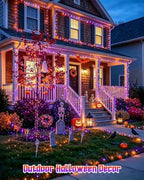 Solar Halloween Lights Orange and Purple, 2 Pack Total 200LED 66FT, alternate view 5