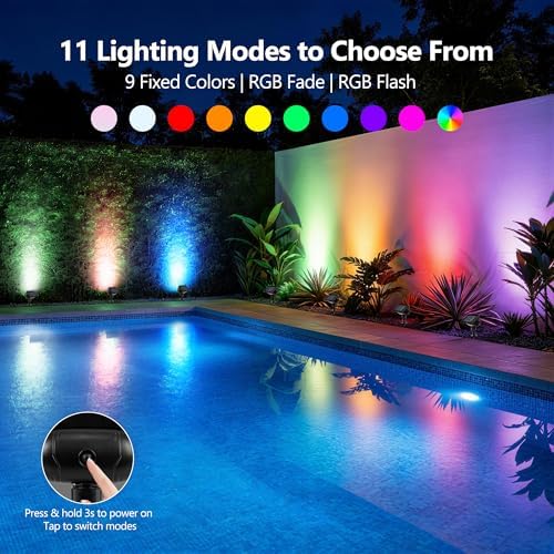 Solar Halloween Spot Lights Outdoor, 2 Pack RGB Landscape Spotlight, alternate view 3