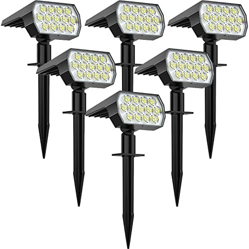 Solar Light Outdoor, IP68 Waterproof, 65 LED, Cool White, 6 Pack in Cool White