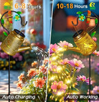 Solar Lights Outdoor, Dragonfly Watering Can Lantern, Garden Decor for Yard in Gold, alternate view 3