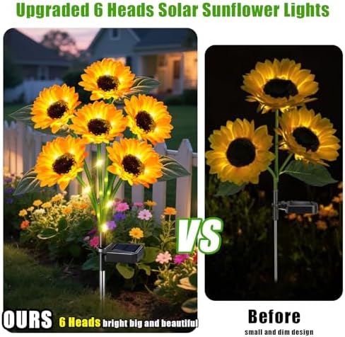 Solar Lights Outdoor Garden Decor 4 Pack, 24 Sunflower, Waterproof, alternate view 4