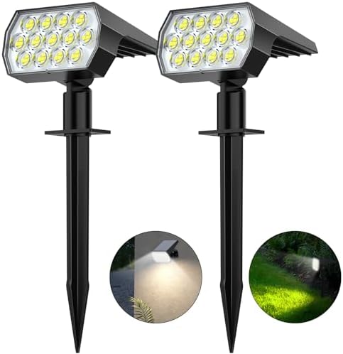 Solar Lights Outdoor, IP68 Waterproof, 65 LED, Cool White, 2 Pack in Cool White