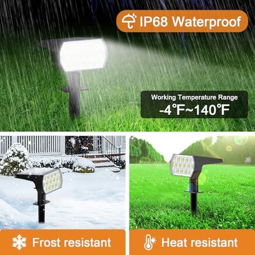 Solar Lights Outdoor, IP68 Waterproof, 65 LED, Cool White, 2 Pack in Cool White, alternate view 4