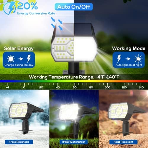 Solar Lights Outdoor Waterproof - 4 Pack (Cool White) in Cool White, alternate view 3
