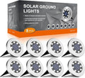 Solar Lights Outdoor Waterproof, Cold White, 8 Pack Ground Lights in Cold