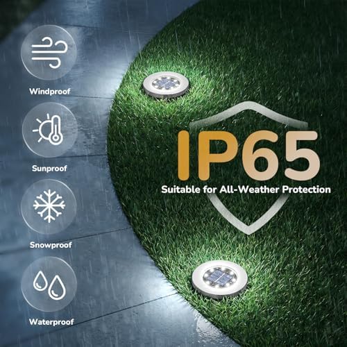 Solar Lights Outdoor Waterproof, Cold White, 8 Pack Ground Lights in Cold, alternate view 3