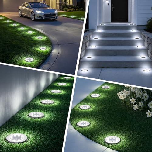 Solar Lights Outdoor Waterproof, Cold White, 8 Pack Ground Lights in Cold, alternate view 6