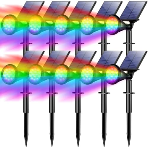 Solar Lights Outdoor Waterproof Flag Spotlights 10 Pack (Colored)