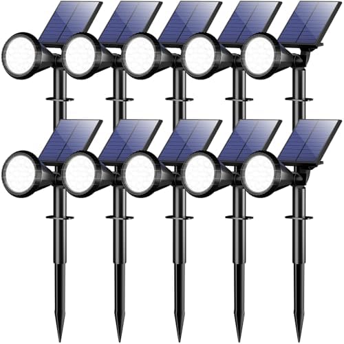 Solar Lights Outdoor Waterproof Flag Spotlights 10 Pack (Cool White) in Cool White