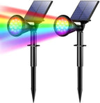 Solar Lights Outdoor Waterproof Flag Spotlights 2 Pack (Colored)