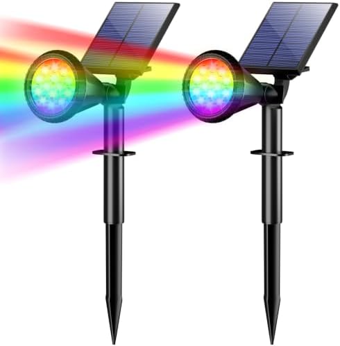 Solar Lights Outdoor Waterproof Flag Spotlights 2 Pack (Colored)