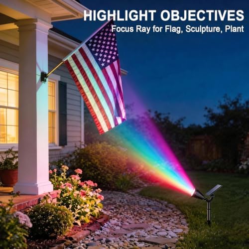 Solar Lights Outdoor Waterproof Flag Spotlights 2 Pack (Colored), alternate view 2