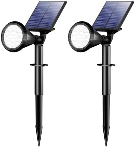 Solar Lights Outdoor Waterproof Flag Spotlights 2 Pack (Cool White) in Cool White