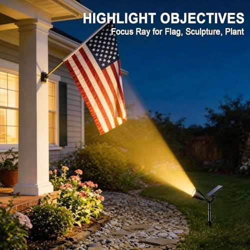 Solar Lights Outdoor Waterproof Flag Spotlights 2 Pack (Warm White) in Warm White, alternate view 2