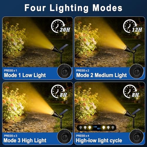 Solar Lights Outdoor Waterproof Flag Spotlights 2 Pack (Warm White) in Warm White, alternate view 3