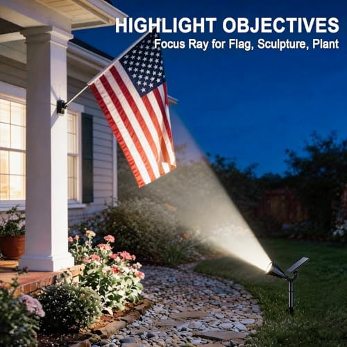 Solar Lights Outdoor Waterproof Flag Spotlights 6 Pack (Cool White) in Cool White, alternate view 2