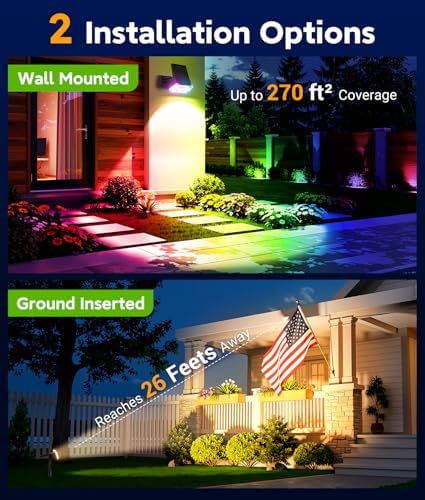Solar Lights Outdoor Waterproof IP65, 2 Pack Solar Spot Lights Outdoor with 14 Big LEDs, 2-in-1 Wall Lights & 7, alternate