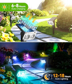 Solar Lights Outdoor Waterproof IP65, 2 Pack Solar Spot Lights Outdoor with 14 Big LEDs, 2-in-1 Wall Lights & 7, alternate