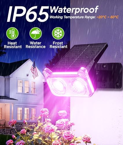 Solar Lights Outdoor Waterproof IP65, 2 Pack Solar Spot Lights Outdoor with 14 Big LEDs, 2-in-1 Wall Lights & 7, alternate