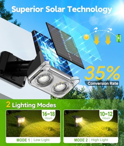 Solar Lights Outdoor Waterproof IP65, 6 Pack Solar Spot Lights Outdoor with 14 Big LEDs, 2-in-1 Wall Lights & 2, alternate