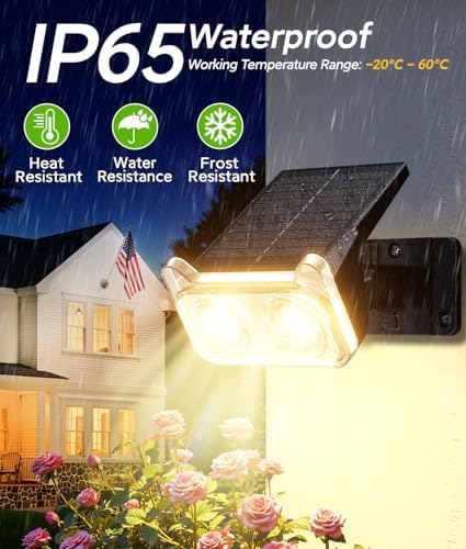 Solar Lights Outdoor Waterproof IP65, 6 Pack Solar Spot Lights Outdoor with 14 Big LEDs, 2-in-1 Wall Lights & 2, alternate