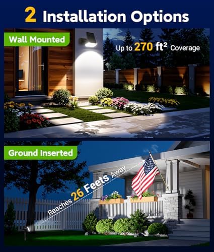 Solar Lights Outdoor Waterproof IP65, Solar Spot Lights Outdoor With 14 Big LEDs, 2-in-1 Wall Lights & 2 Modes, alternate
