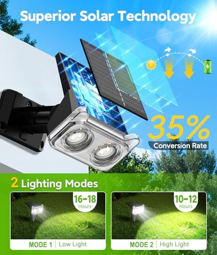 Solar Lights Outdoor Waterproof IP65, Solar Spot Lights Outdoor With 14 Big LEDs, 2-in-1 Wall Lights & 2 Modes, alternate