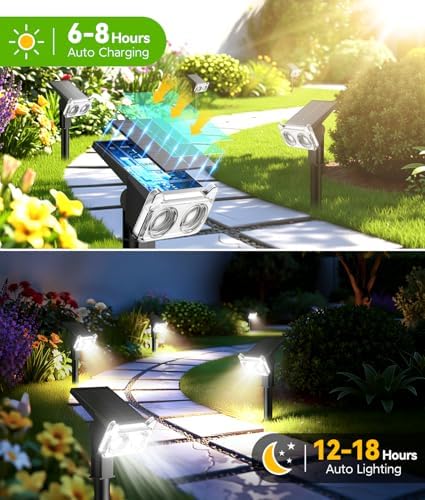Solar Lights Outdoor Waterproof IP65, Solar Spot Lights Outdoor With 14 Big LEDs, 2-in-1 Wall Lights & 2 Modes, alternate