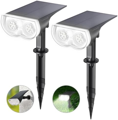 Solar Lights Outdoor Waterproof Landscape Spotlight Daylight 2 Pack
