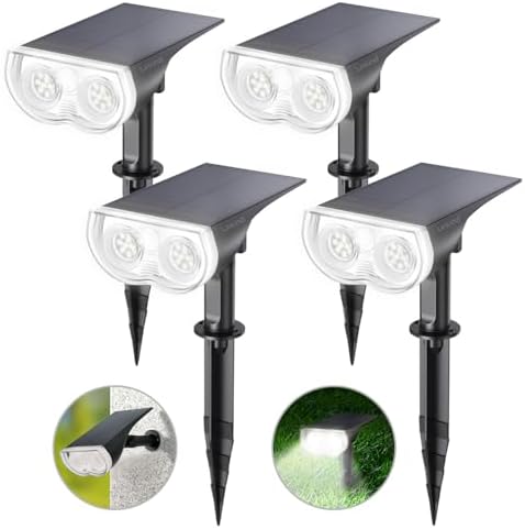Solar Lights Outdoor Waterproof Landscape Spotlight Daylight 4 Pack