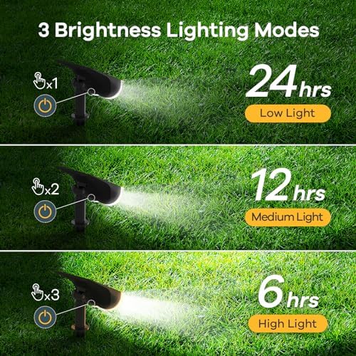 Solar Lights Outdoor Waterproof Landscape Spotlight Daylight 4 Pack, alternate view 2