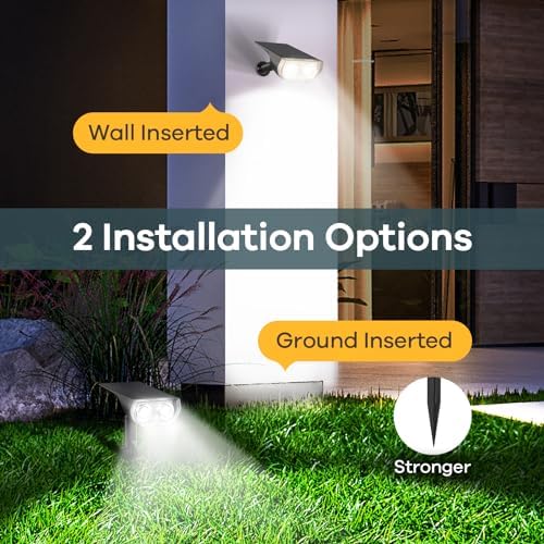 Solar Lights Outdoor Waterproof Landscape Spotlight Daylight 4 Pack, alternate view 5
