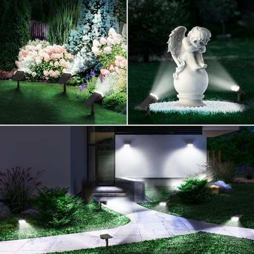 Solar Lights Outdoor Waterproof Landscape Spotlight Daylight 4 Pack, alternate view 6