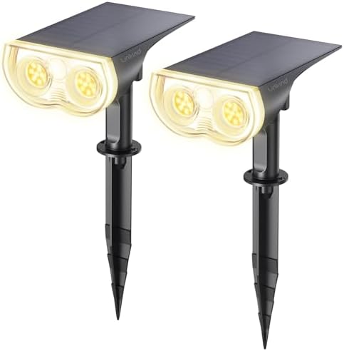 Solar Lights Outdoor Waterproof LED Spotlights Warm White 2 Pack
