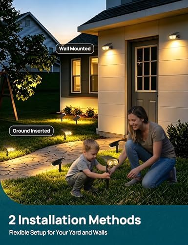 Solar Lights Outdoor Waterproof LED Spotlights Warm White 4 Pack, alternate view 6