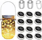 Solar Mason Jar Lights Lids, 12 Pack 30 Led Fairy Lights(Jars Not Included), Outdoor Hanging Mason Jar Solar