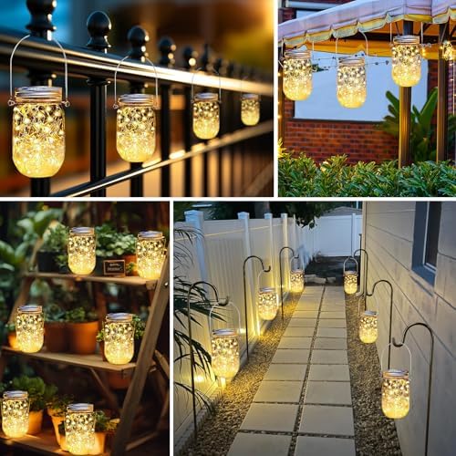 Solar Mason Jar Lights Lids, 12 Pack 30 Led Fairy Lights(Jars Not Included), Outdoor Hanging Mason Jar Solar, alternate view