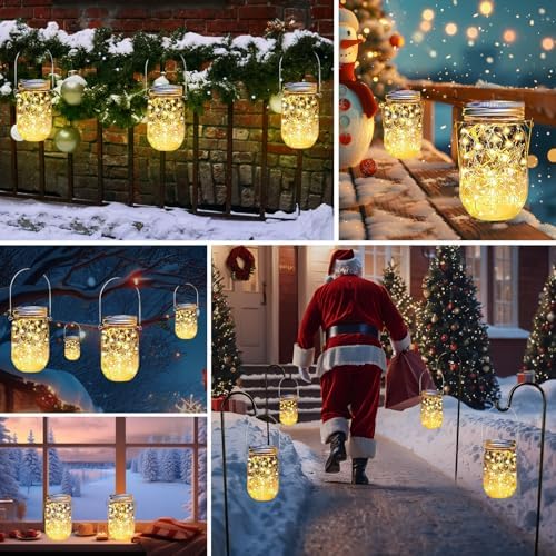 Solar Mason Jar Lights Lids, 12 Pack 30 Led Fairy Lights(Jars Not Included), Outdoor Hanging Mason Jar Solar, alternate view