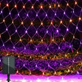 Solar Net Lights Outdoor Mesh 100LED Christmas Lights Purple&Orange