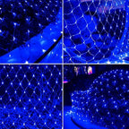 Solar Net Lights Outdoor Mesh 100LED String Christmas Lights (Blue) in Blue, alternate view 2