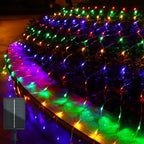 Solar Net Lights Outdoor Mesh 100LED String Christmas Lights (Colorful)