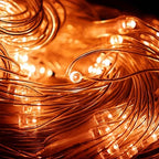 Solar Net Lights Outdoor Mesh 100LED String Christmas Lights (Orange) in Orange, alternate view 3